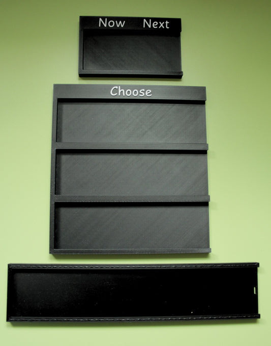Boards included in the Parent Starter Pack showing Now and Next Board and Choose Board for SEND and AAC support