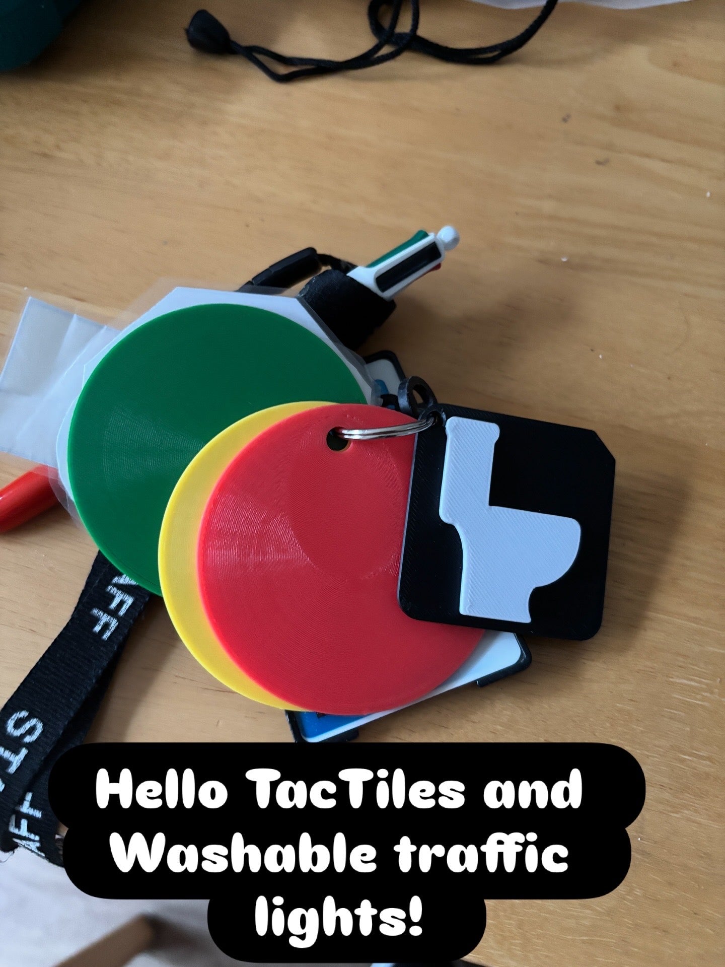 Lanyard support symbols including toilet and home tiles for daily routine communication