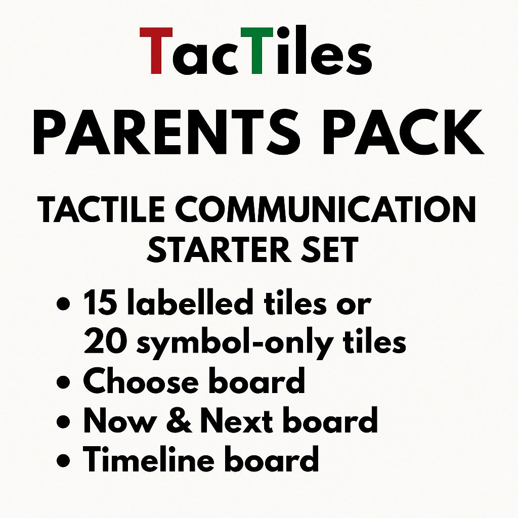 Parent Starter Pack showing selection of tactile communication tiles for home SEND support