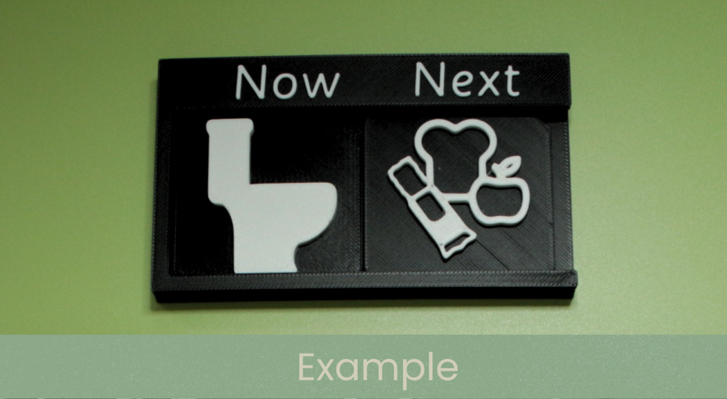 Now and Next Board in use with example tactile tiles showing routine sequence for SEND autism and VI learners