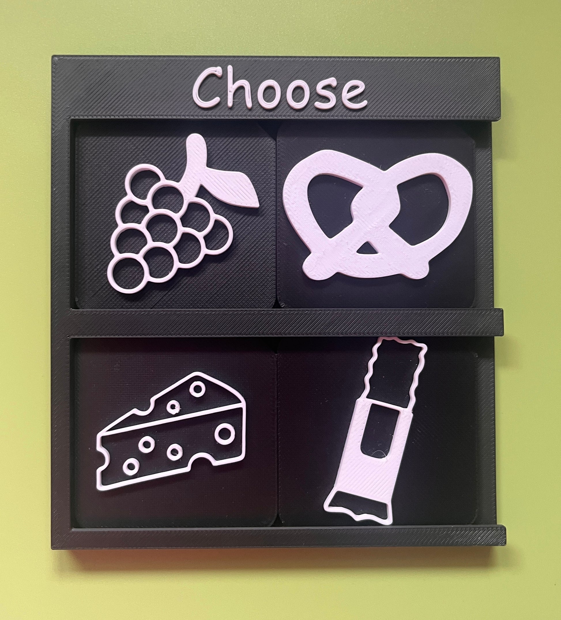 2x2 Choose Board for tactile tiles showing four slots for SEND AAC and VI communication and choice making support