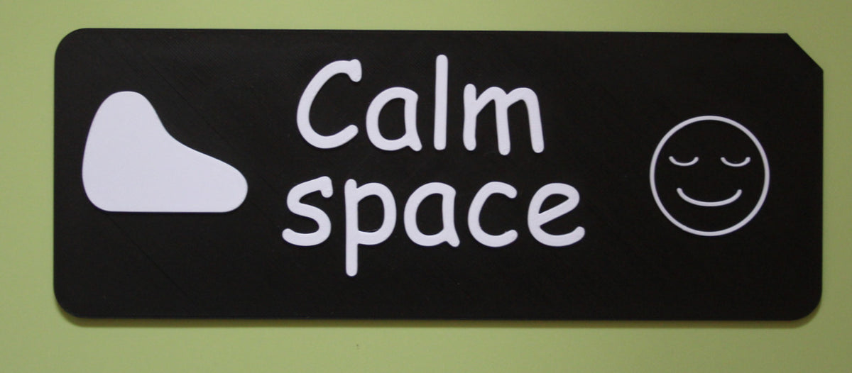 Large Calm Space sign tactile tile showing raised symbol for calm corner and nurture room SEND support
