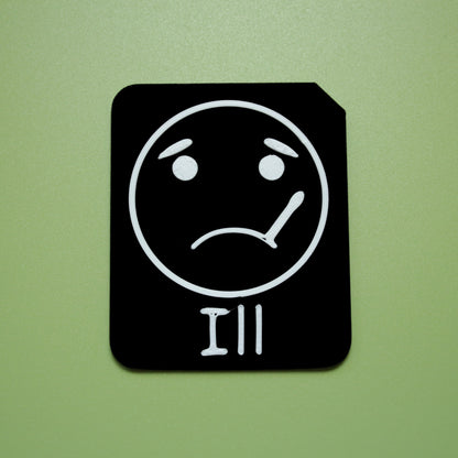 Ill tactile tile - 3D printed raised symbol showing shocked face for AAC and SEND communication with vocabulary