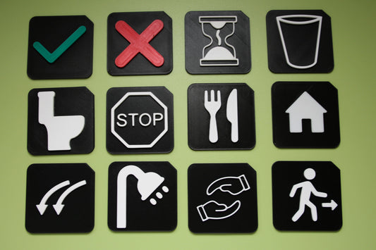Full Core Communication Set showing all 12 tactile tiles for SEND AAC and VI communication support