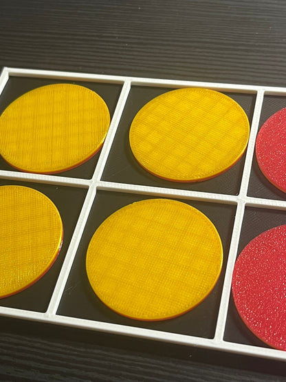 Tactile ten frame with counters showing addition and subtraction support for VI learners
