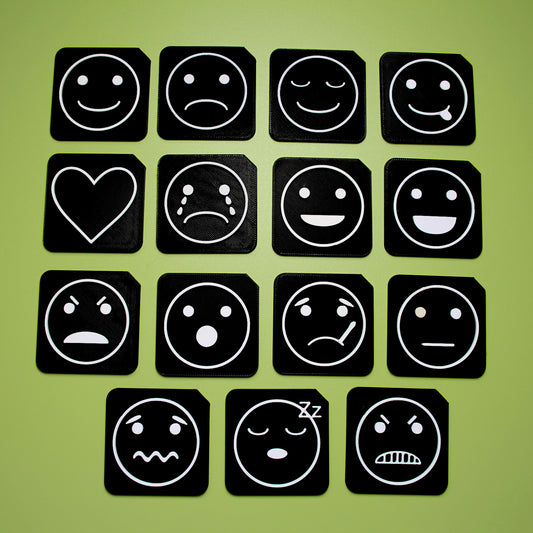 Image of a collection of 3D printed tactile symbols to support emotions