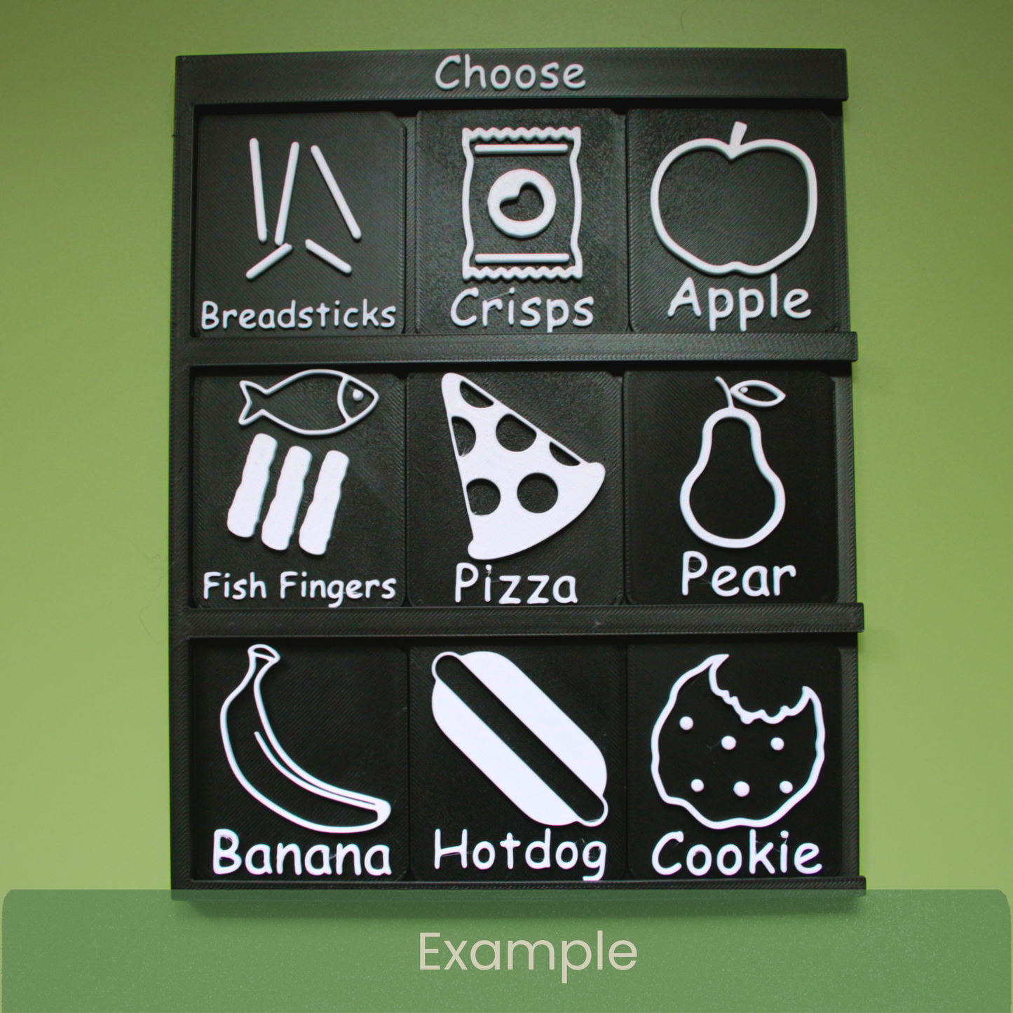 3x3 Choose Board filled with vocabulary tactile tiles showing communication layout for SEND learners
