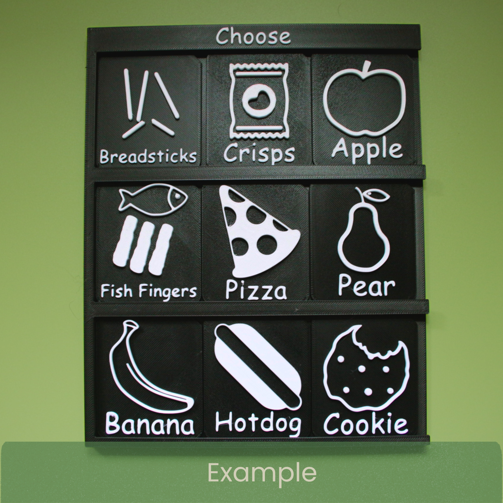 3x3 Choose Board filled with vocabulary tactile tiles showing communication layout for SEND learners