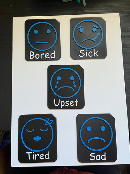 Collection of large 9cm emotion tiles showing range of feelings symbols for SEND learners