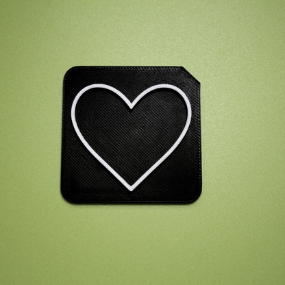 Love tactile tile - 3D printed raised symbol showing love heart for AAC and SEND communication