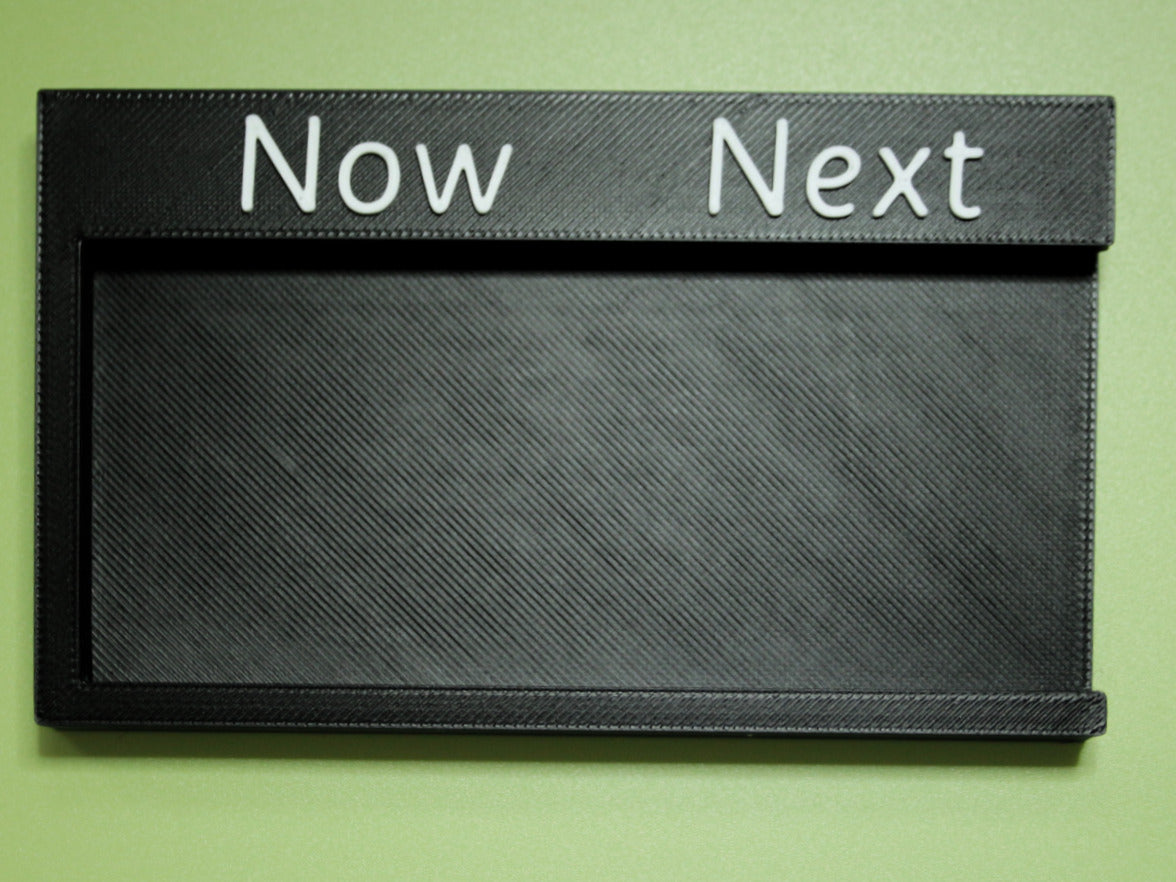 Now and Next Board showing two slots for tactile tiles to support visual routines and transitions for SEND autism and VI learners