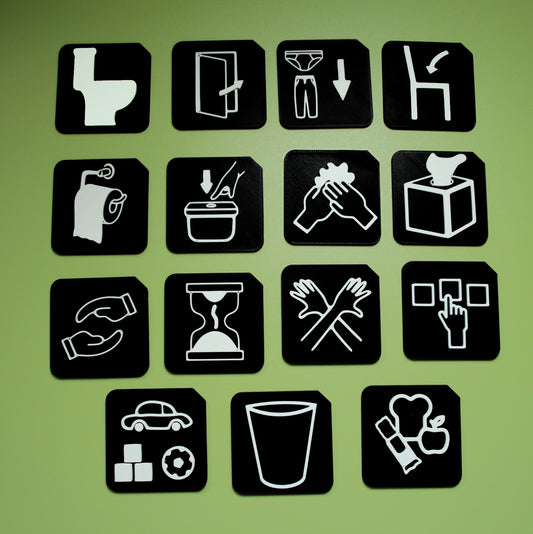 Toilet Training Support Set showing all tactile tiles for SEND toilet routine support