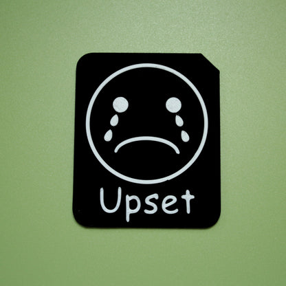 Upset tactile tile - 3D printed raised symbol showing happy face for AAC and SEND communication with vocabulary