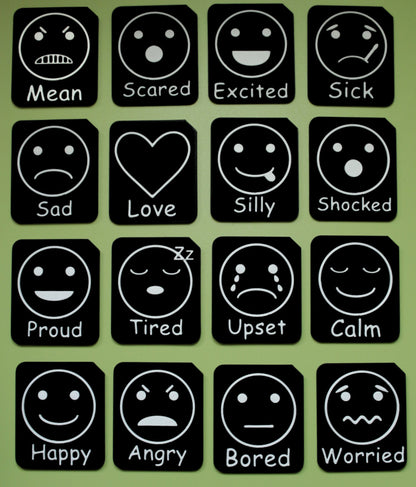 Feelings Communication Set with vocabulary - 3D printed tactile emotion tiles for AAC and SEND communication