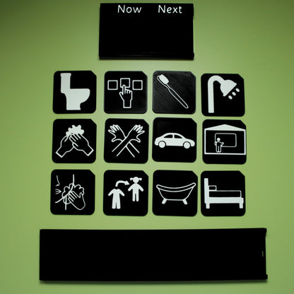 Home routine tactile tile set with Now and Next and timeline boards for SEND and autism