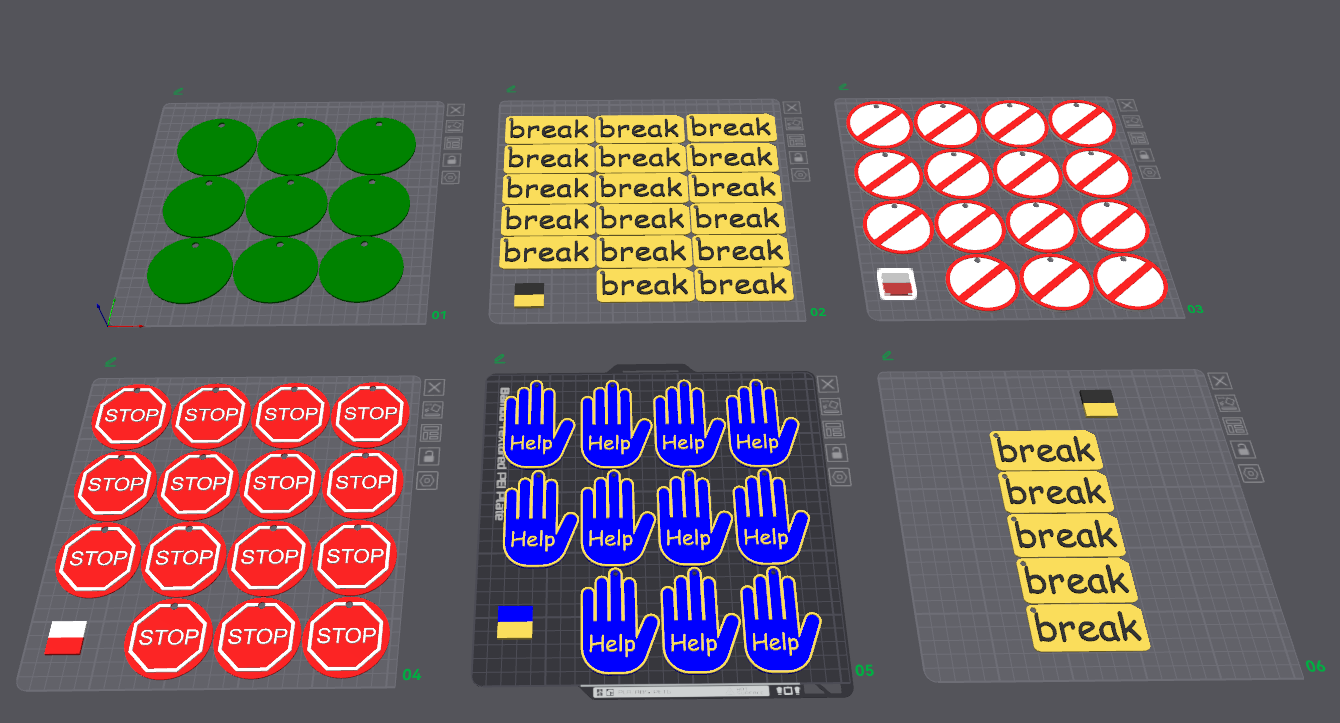 Preview of the SEND ASD Lanyard Set print file showing printable symbol designs delivered via Google Drive