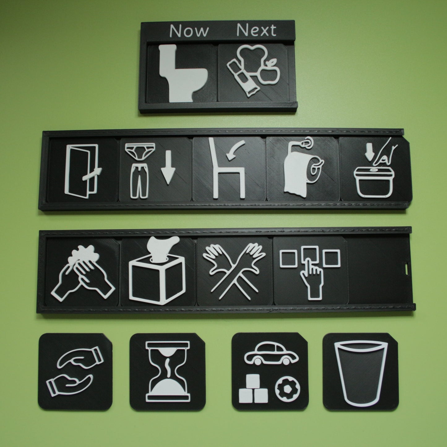 Toilet training tactile tile set with Now and Next and timeline boards included