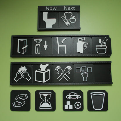 Toilet training tactile tile set with Now and Next and timeline boards included