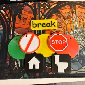 5 Full SEND ASD Lanyard Sets - Traffic lights, break, not available and stop symbols + Toilet and Home Tactile Tiles.